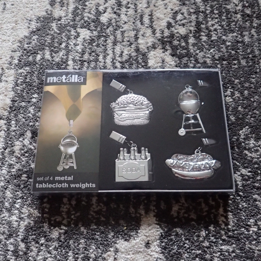 Prodyne BBQ Metal Tablecloth Weights Set of 4 - NIB